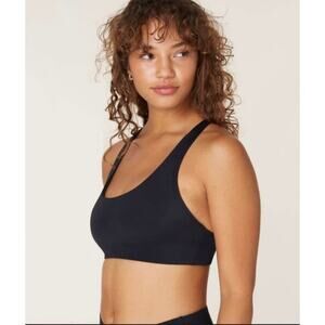 Andie Swim Womens The Caledonia Cross Back Bikini Top  Large Black